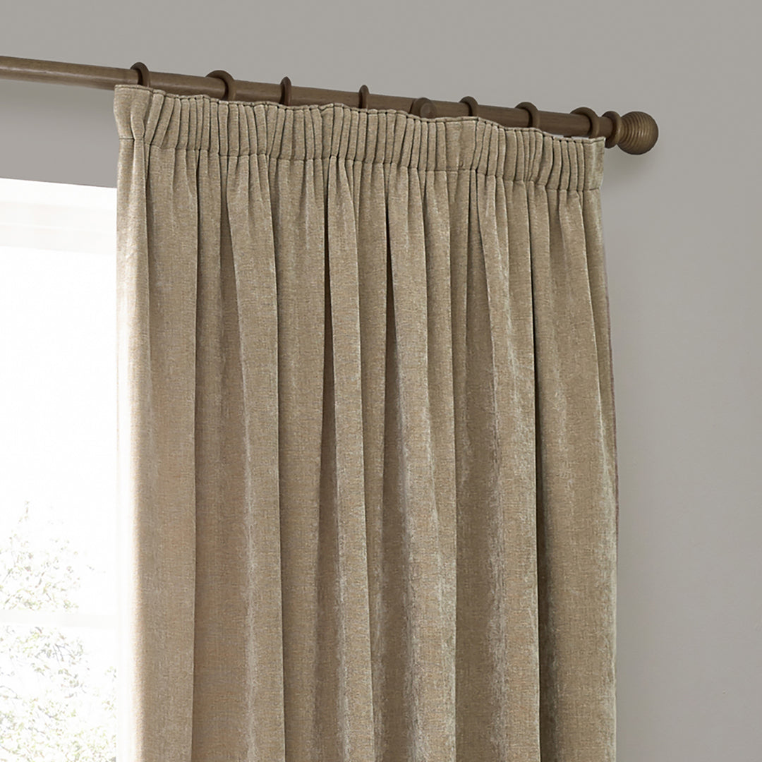 Heavy Chenille 168x137 Pencil Pleat Curtain Natural - image 3