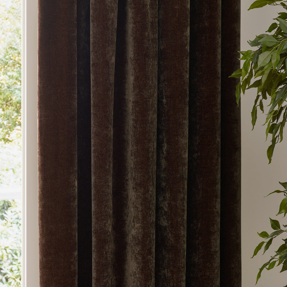 Heavy Chenille 168x183 Pencil Pleat Curtain Brown - image 2