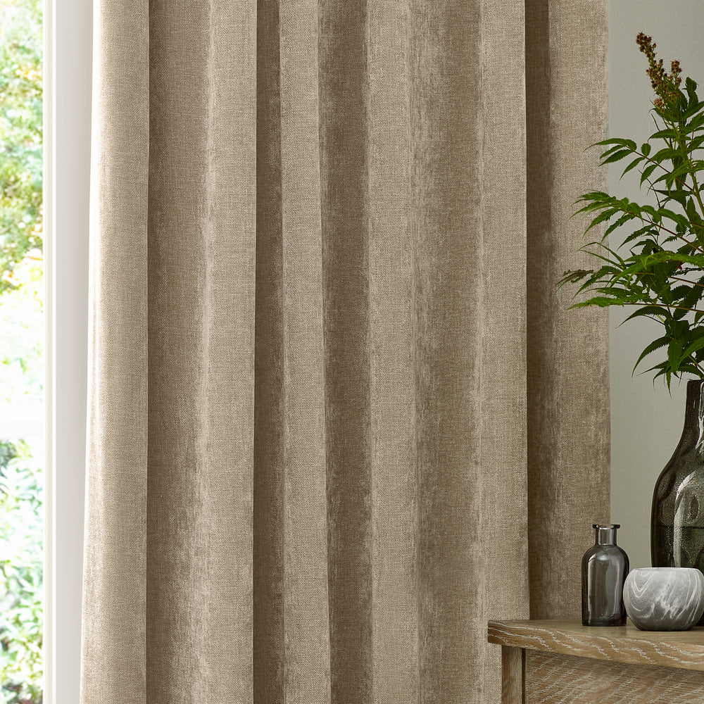 Heavy Chenille 168x183 Pencil Pleat Curtain Natural - image 2