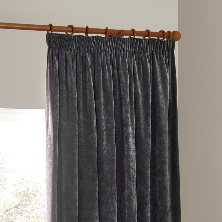Heavy Chenille 168x229 Pencil Pleat Curtain Charcoal - image 3