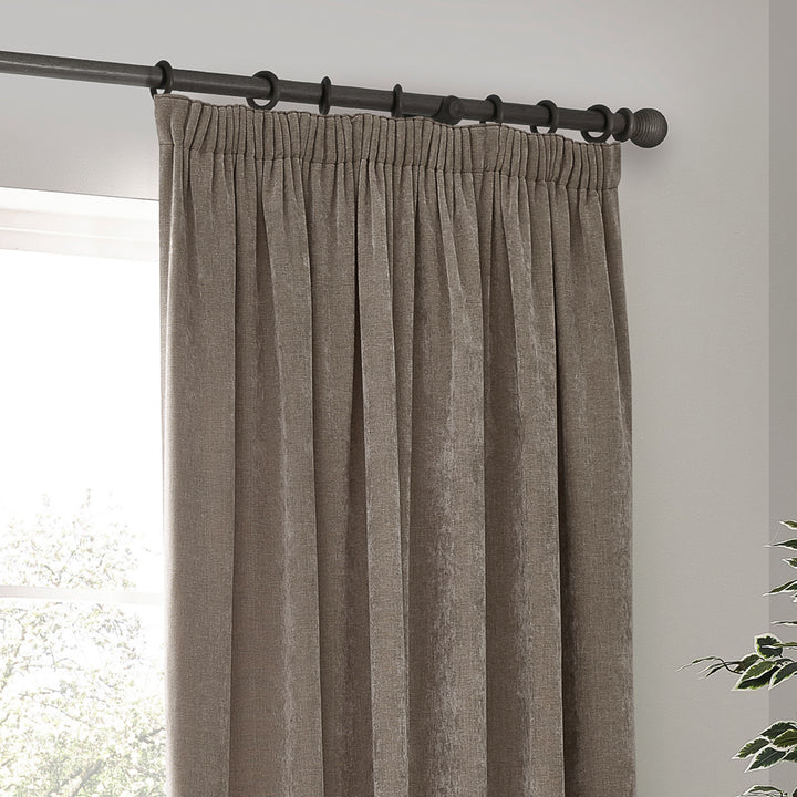 Heavy Chenille 168x229 Pencil Pleat Curtain Greige - image 3