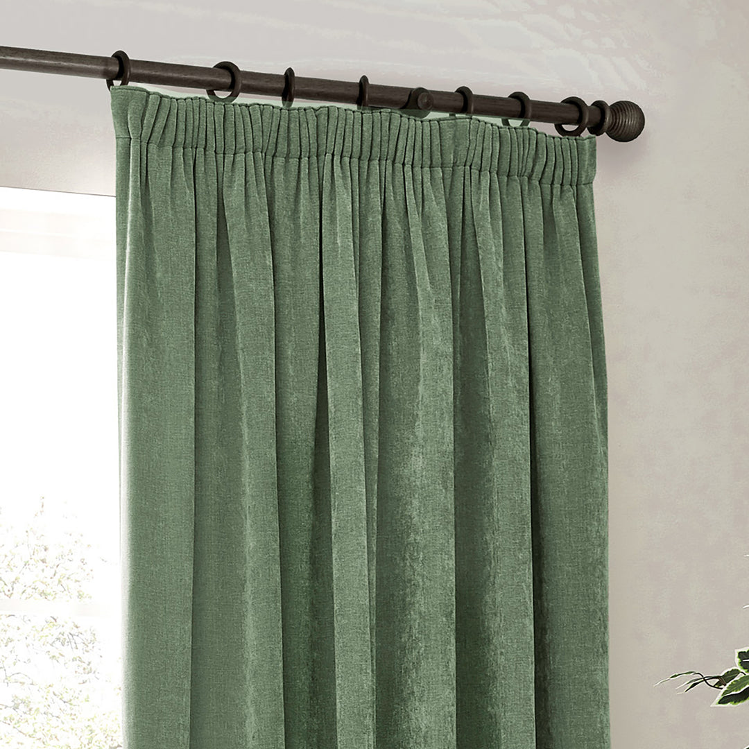 Heavy Chenille 229x137 Pencil Pleat Curtain Eucalyptus - image 3