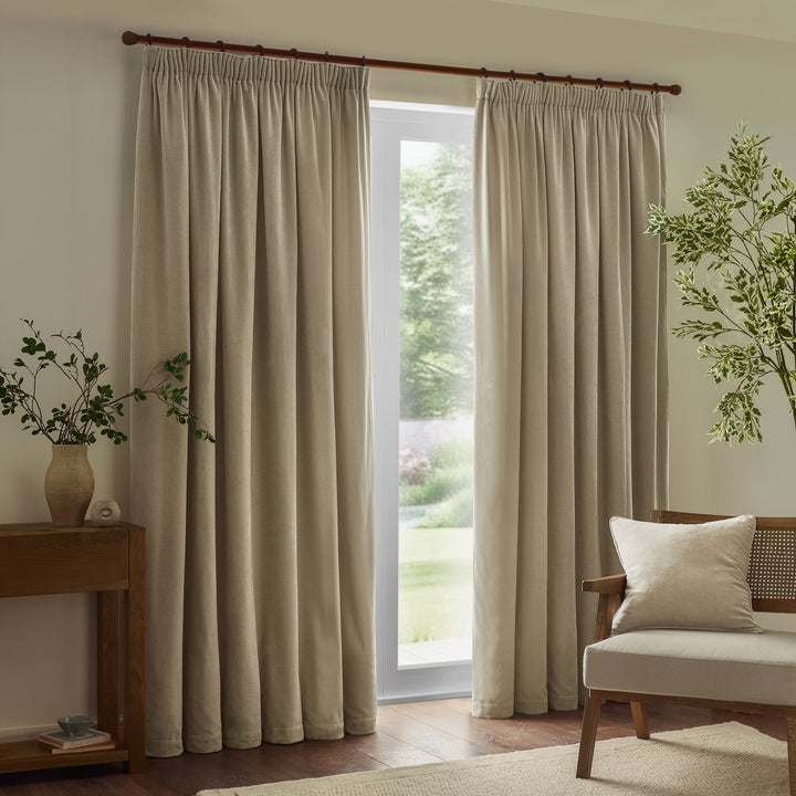 Heavy Chenille 229x137 Pencil Pleat Curtains Linen - image 5