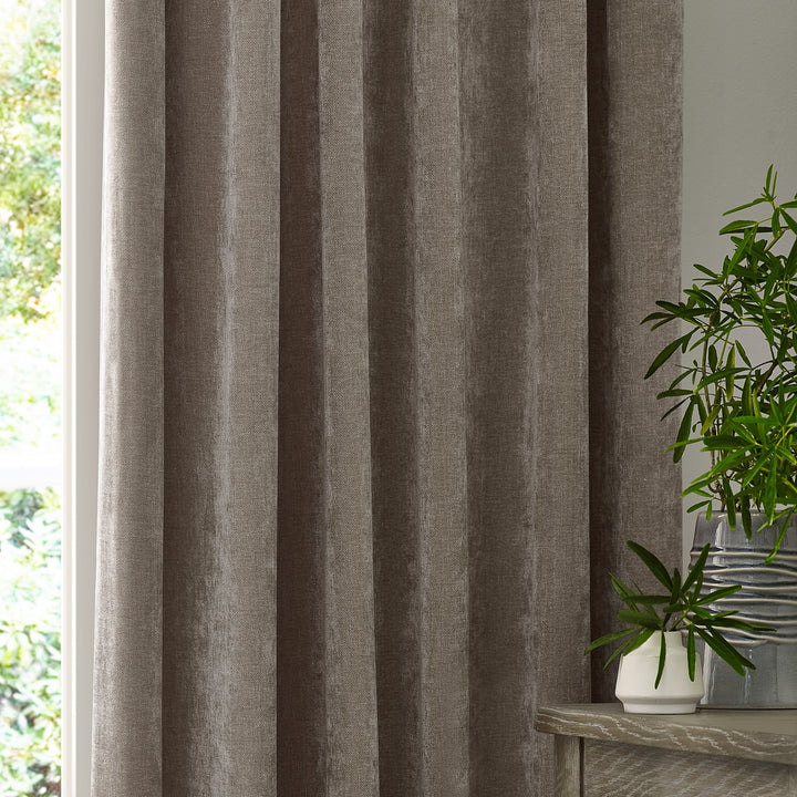 Heavy Chenille 229x183 Pencil Pleat Curtain Greige - image 2