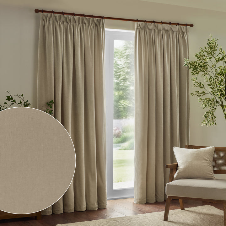 Heavy Chenille 229x183 Pencil Pleat Curtains Linen - image 2