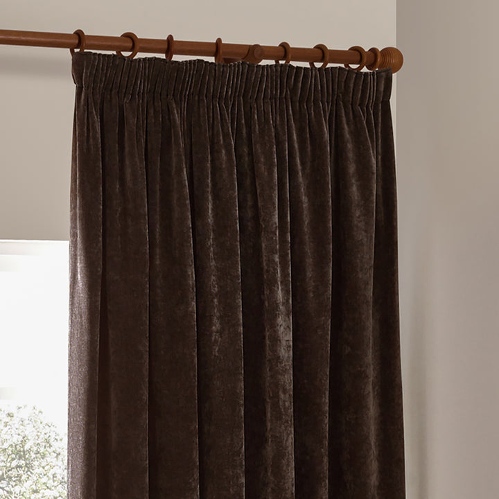Heavy Chenille 229x229 Pencil Pleat Curtain Brown - image 3