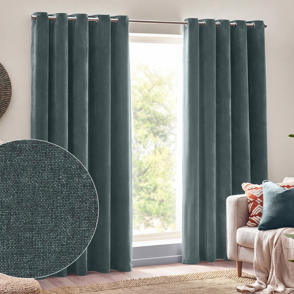 Heavy Chenille 168x137 Eyelet Curtain Marine - image 2