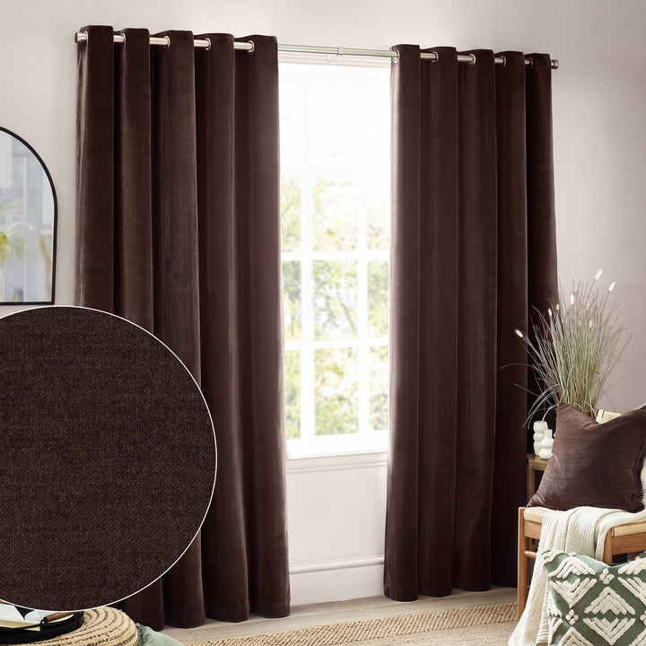 Heavy Chenille 168x229 Eyelet Curtain Brown - image 2