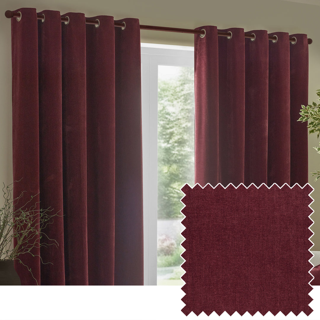 Heavy Chenille 229x229 Eyelet Curtains Beetroot