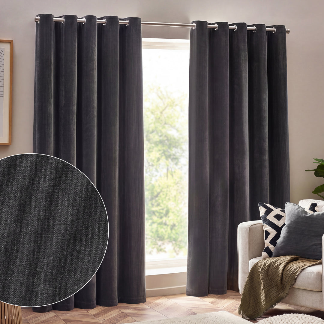 Heavy Chenille 229x229 Eyelet Curtain Charcoal - image 2