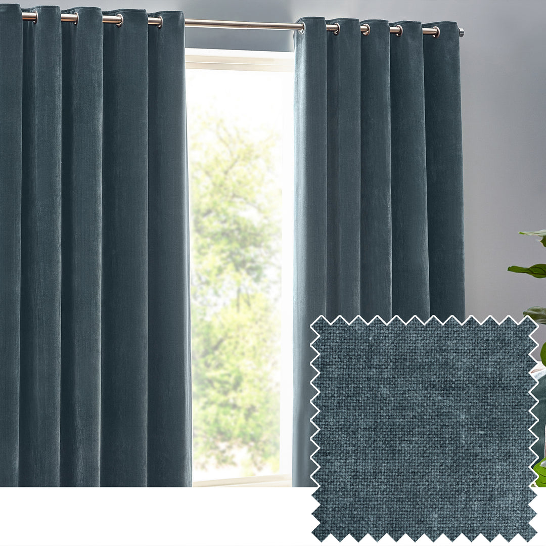 Heavy Chenille 229x229 Eyelet Curtain Marine