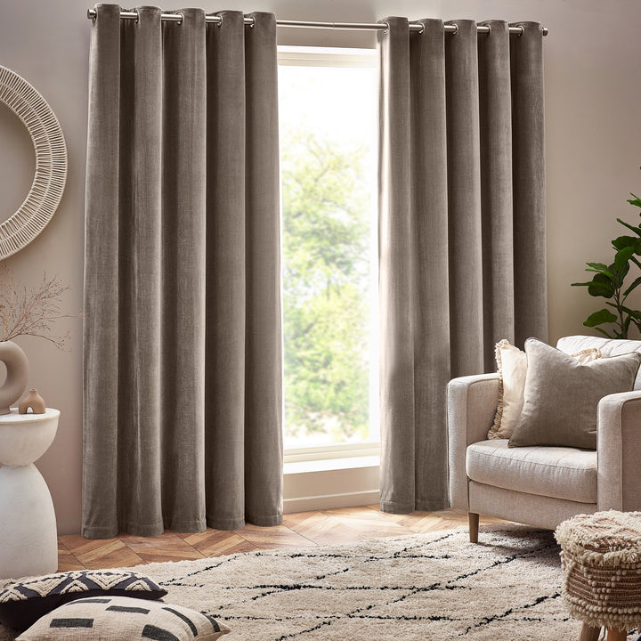 Heavy Chenille 168x183 Eyelet Curtain Greige - image 5
