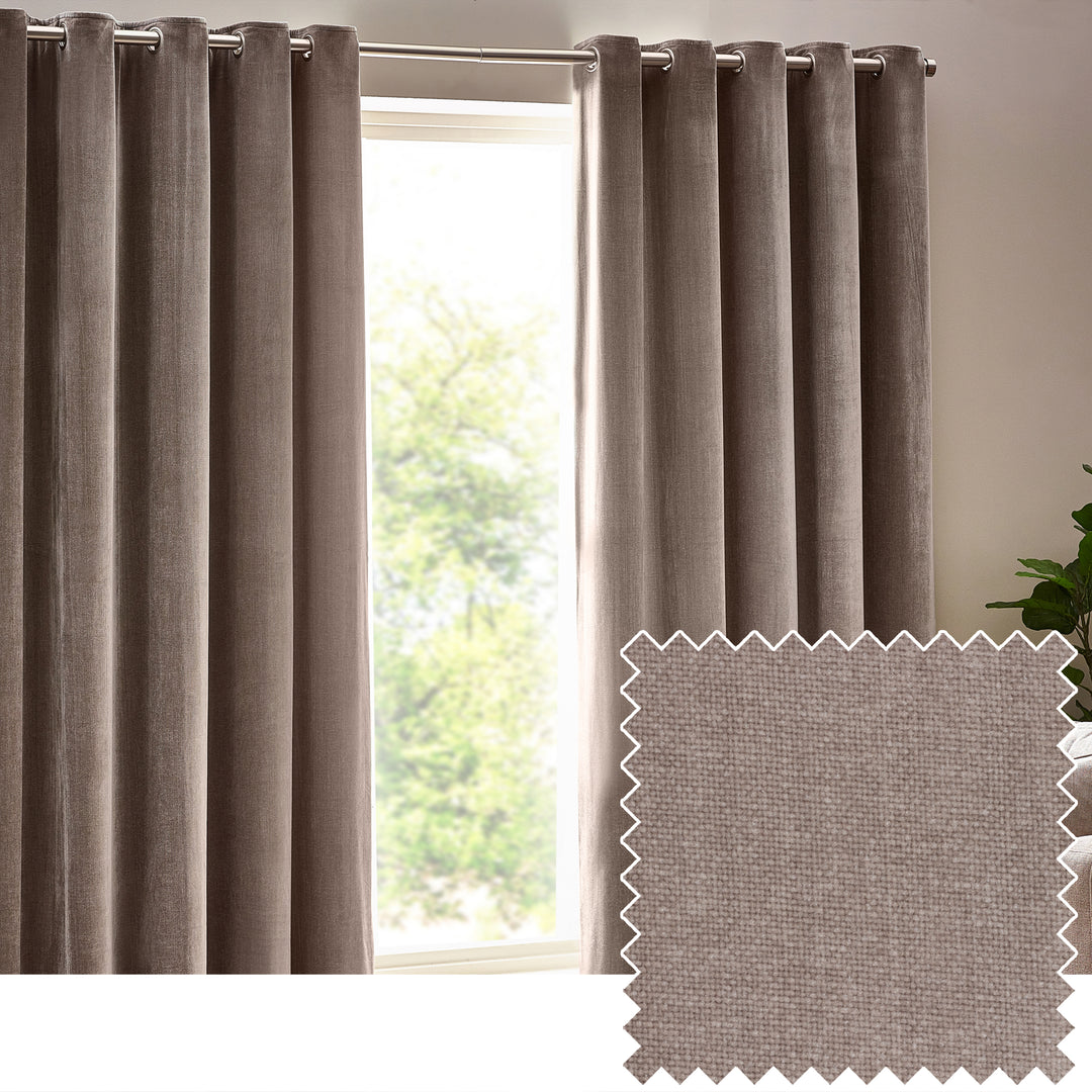 Heavy Chenille 168x183 Eyelet Curtain Greige