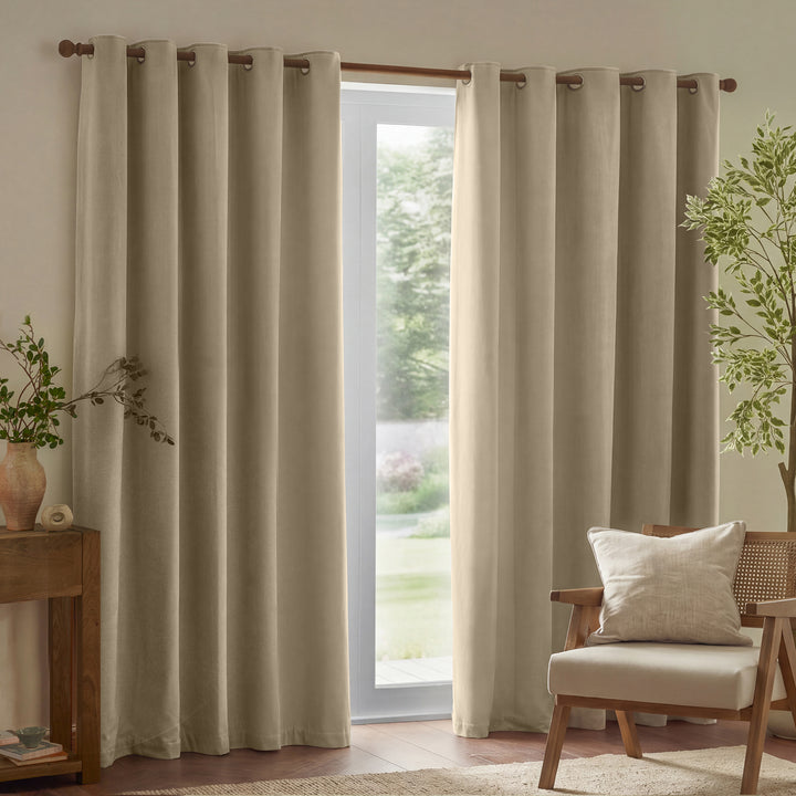 Heavy Chenille 168x183 Eyelet Curtains Linen - image 5