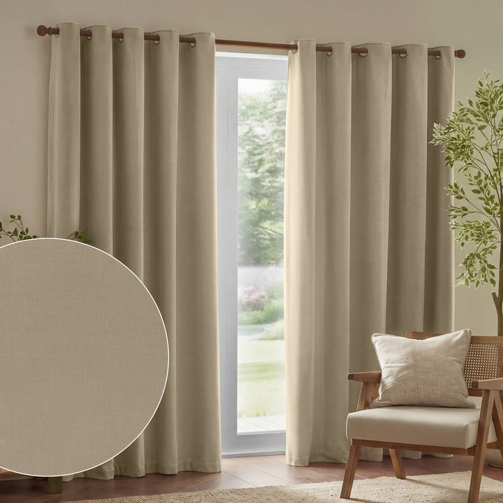 Heavy Chenille 168x183 Eyelet Curtains Linen - image 2