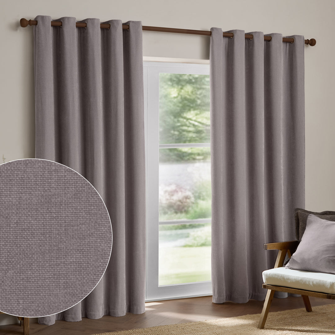 Heavy Chenille 168x183 Eyelet Curtains Mauve