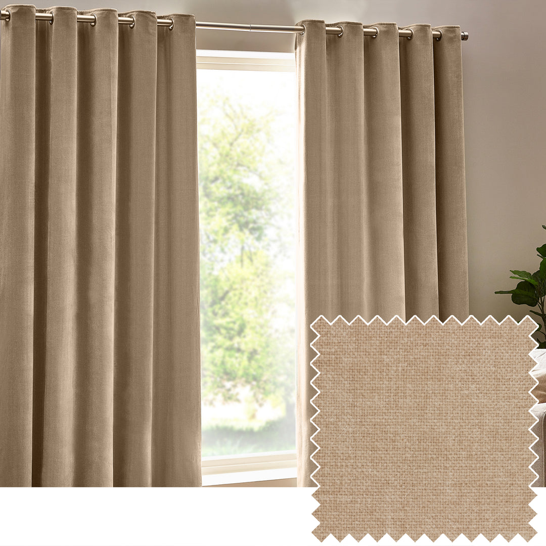 Heavy Chenille 168x183 Eyelet Curtain Natural