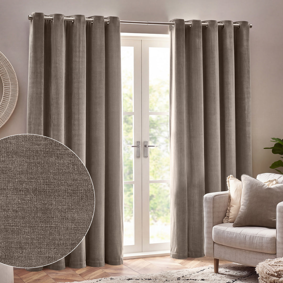 Heavy Chenille 229x183 Eyelet Curtain Greige - image 2