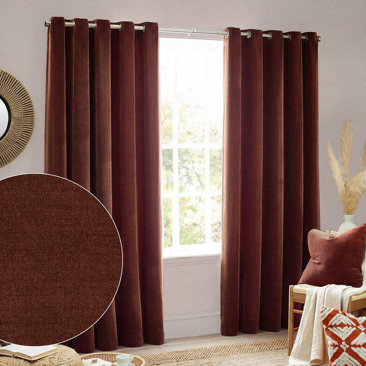 Heavy Chenille 229x183 Eyelet Curtain Nutmeg