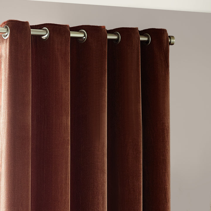 Heavy Chenille 117x137 Eyelet Curtain Nutmeg - image 3