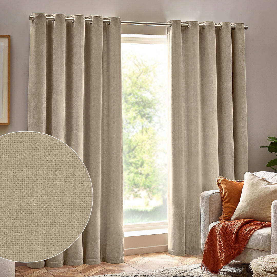 Heavy Chenille 117x183 Eyelet Curtain Natural - image 2