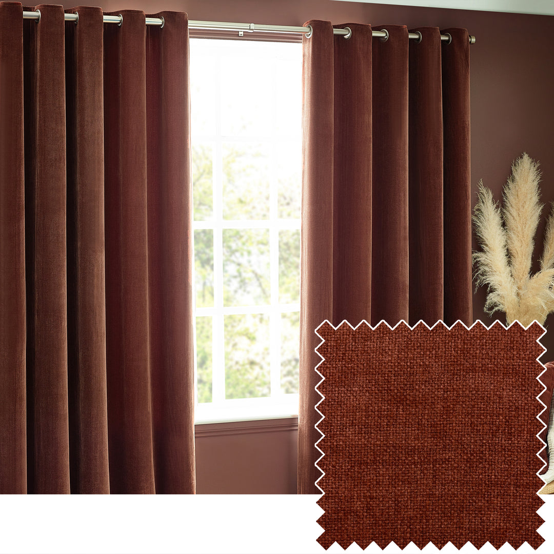 Heavy Chenille 117x183 Eyelet Curtain Nutmeg