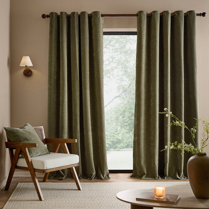 Heath Washed Velvet 229x137 Eyelet Curtains Eucalyptus - image 4