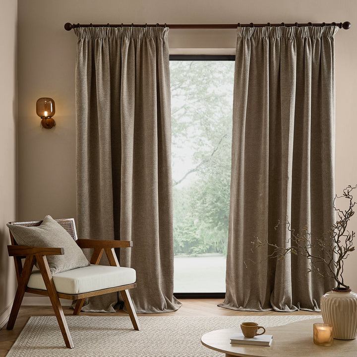 Heath Washed Velvet 117x137 Pencil Pleat Curtains Greige - image 4