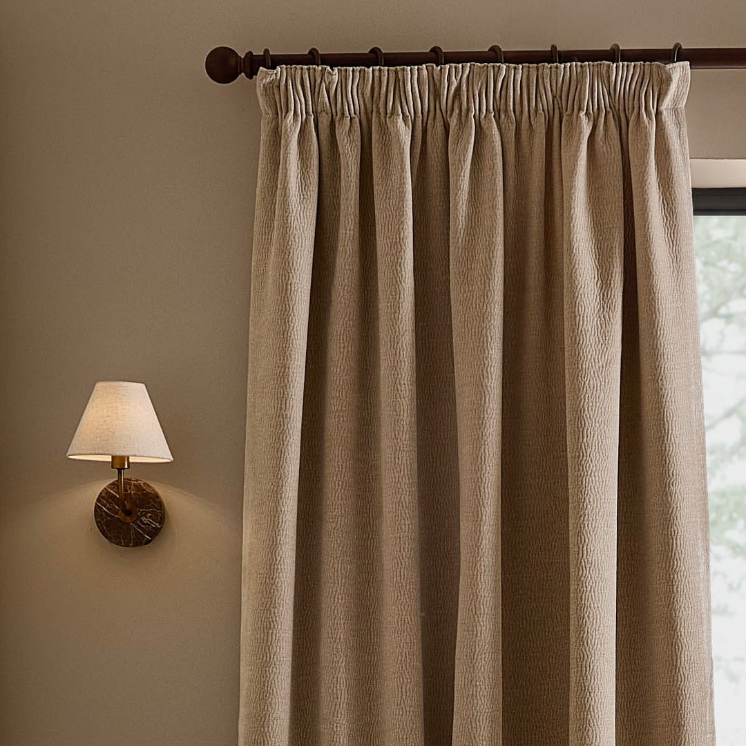 Heath Washed Velvet 117x137 Pencil Pleat Curtains Linen - image 3