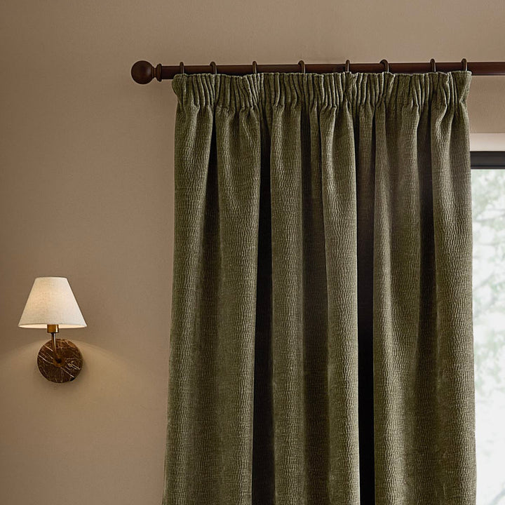 Heath Washed Velvet 117x183 Pencil Pleat Curtains Eucalyptus - image 3