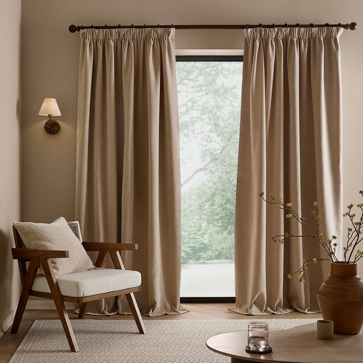 Heath Washed Velvet 117x183 Pencil Pleat Curtains Linen - image 4