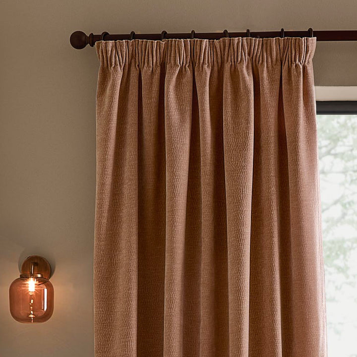 Heath Washed Velvet 168x137 Pencil Pleat Curtains Cotta - image 3