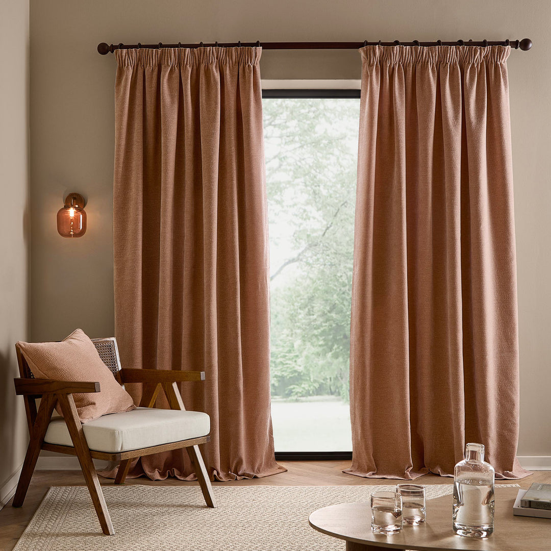 Heath Washed Velvet 168x183 Pencil Pleat Curtains Cotta - image 4