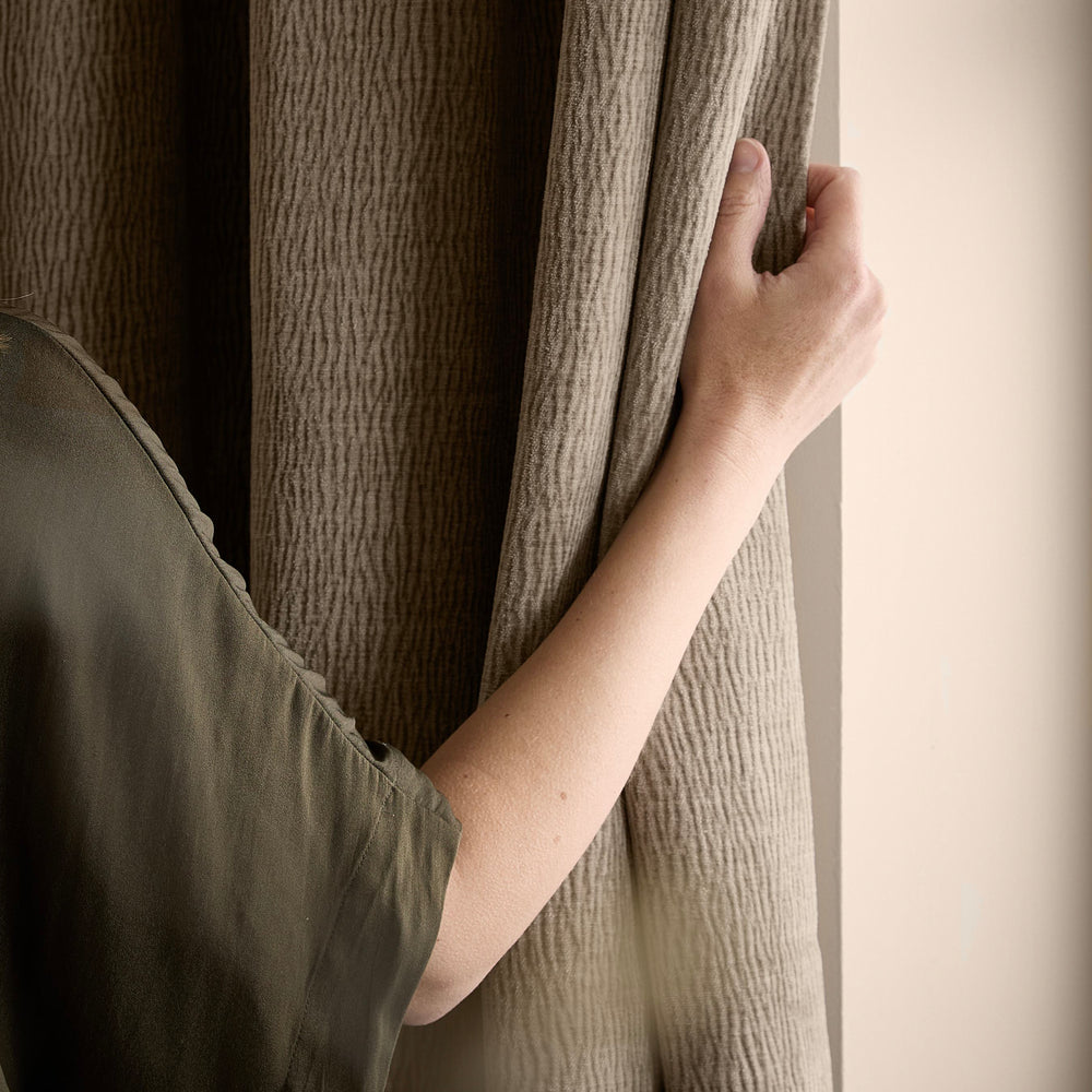 Heath Washed Velvet 168x183 Pencil Pleat Curtains Greige - image 2