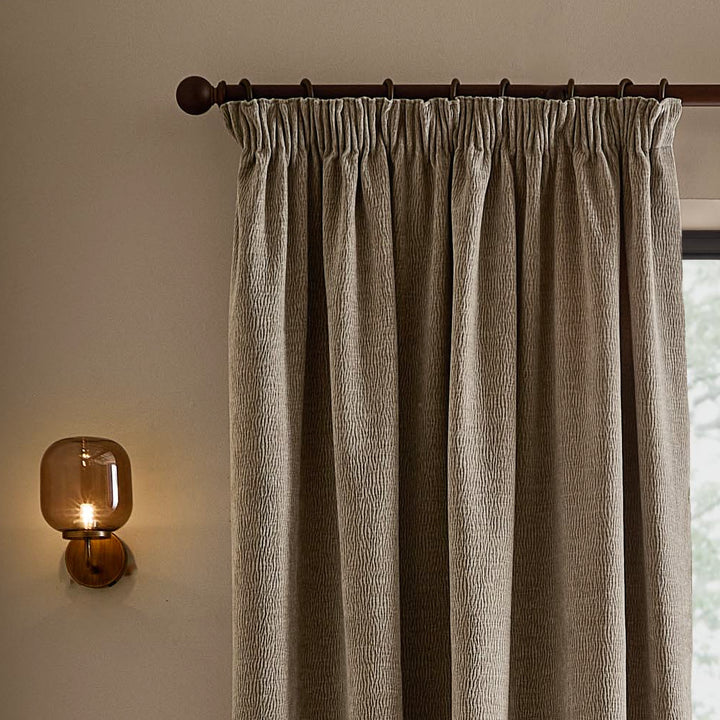 Heath Washed Velvet 168x183 Pencil Pleat Curtains Greige - image 3