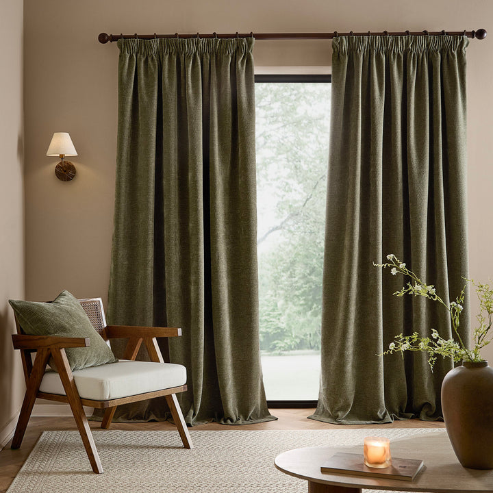 Heath Washed Velvet 168x229 Pencil Pleat Curtains Eucalyptus - image 4