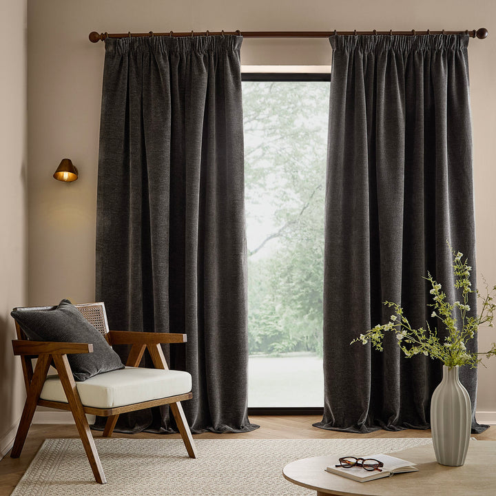 Heath Washed Velvet 229x229 Pencil Pleat Curtains Charcoal - image 4