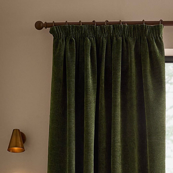 Heath Washed Velvet 229x229 Pencil Pleat Curtains Olive - image 3