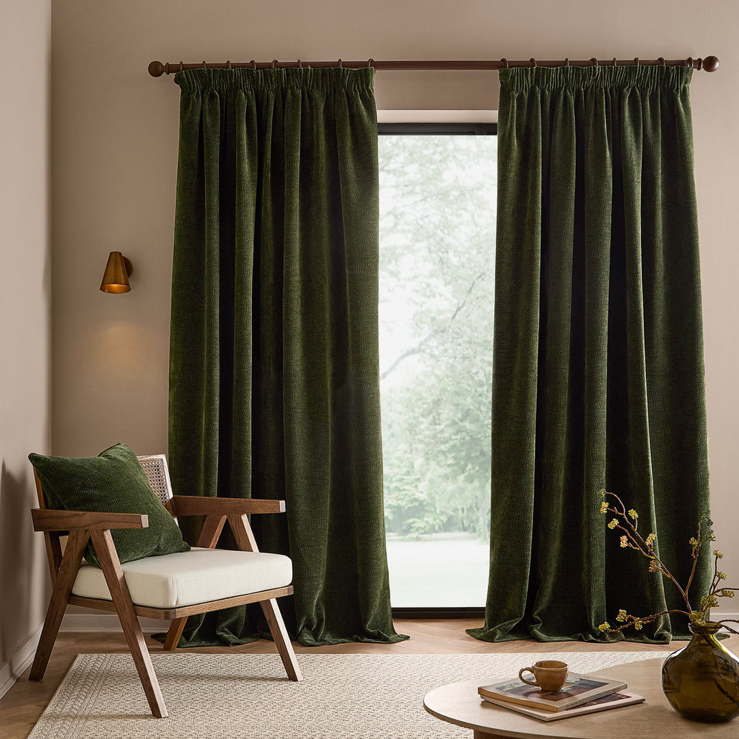 Heath Washed Velvet 229x229 Pencil Pleat Curtains Olive - image 4