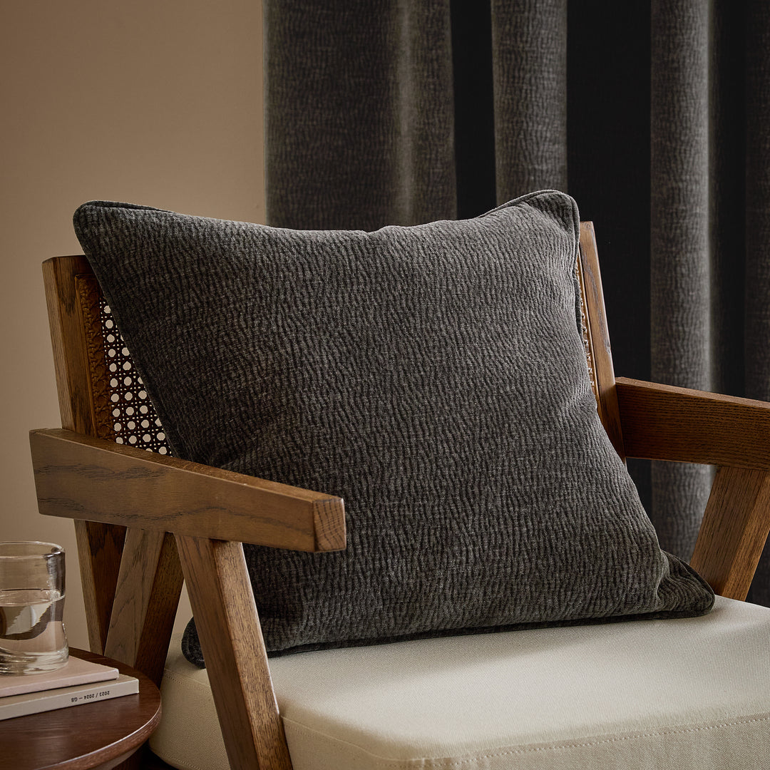 Heath Washed Velvet 50x50 Cushion Case Charcoal