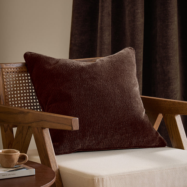 Heath Washed Velvet 50x50 Cushion Case Espresso Brown