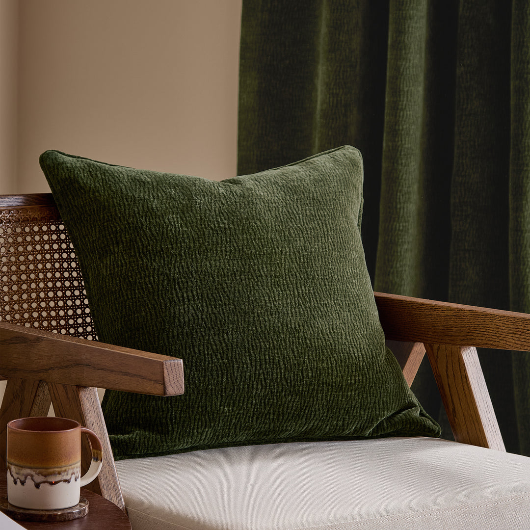 Heath Washed Velvet 50x50 Cushion Case Olive
