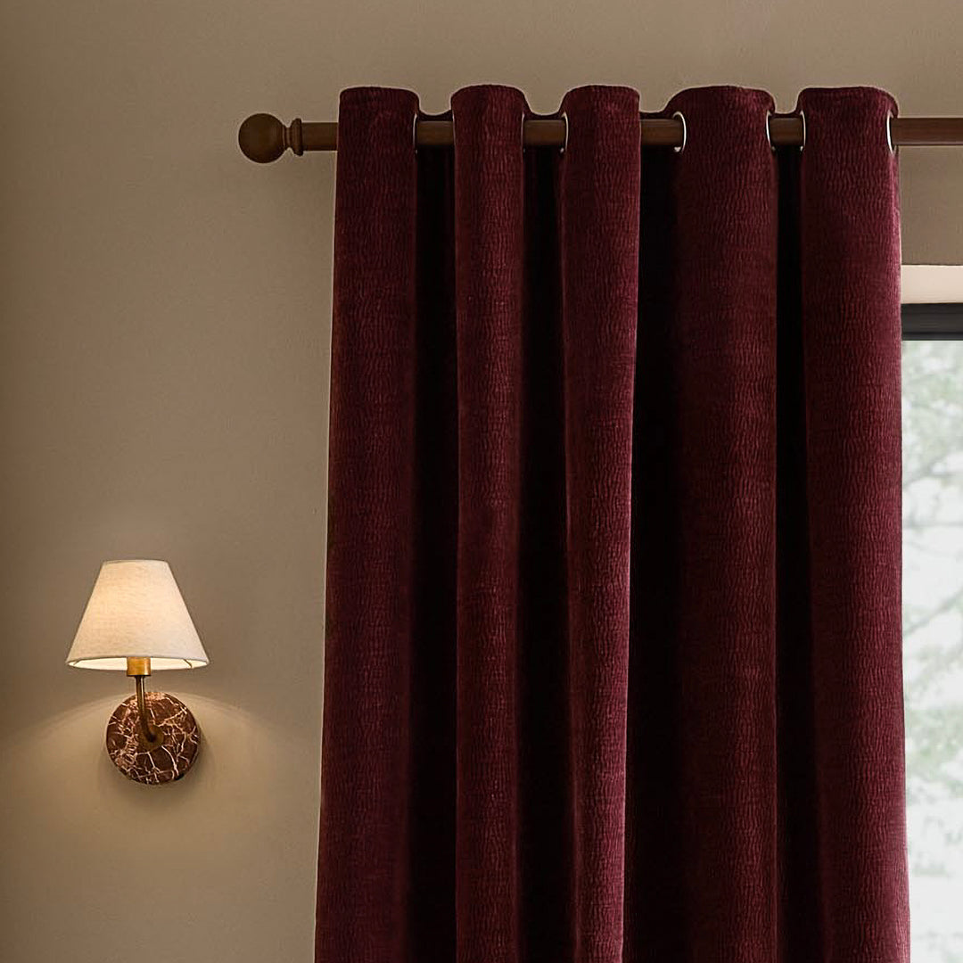 Heath Washed Velvet 168x229 Eyelet Curtains Beetroot - image 3