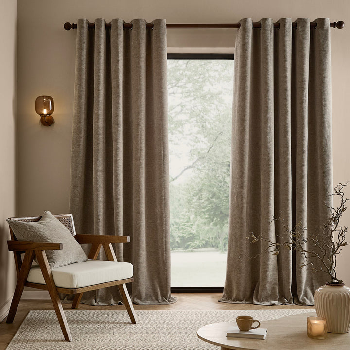 Heath Washed Velvet 168x229 Eyelet Curtains Greige - image 4