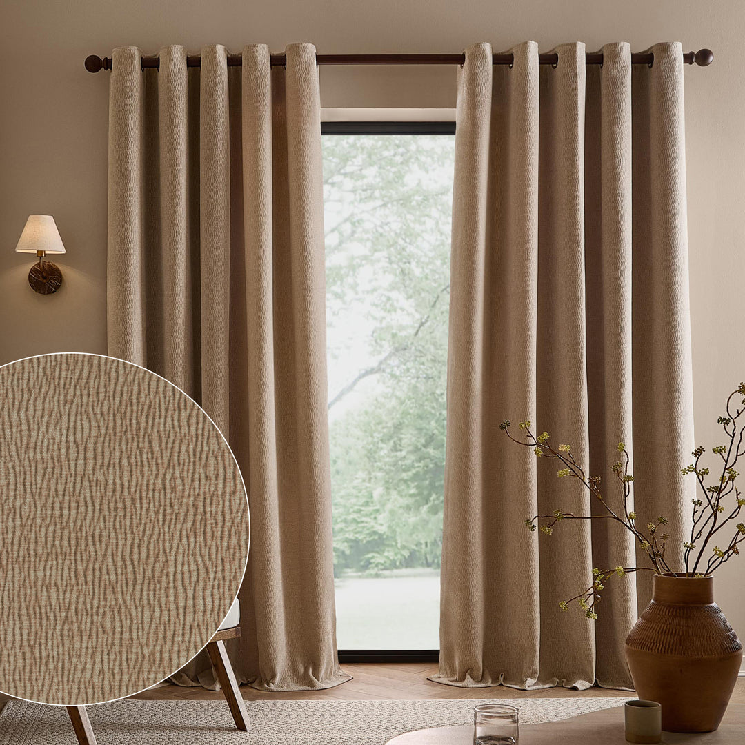 Heath Washed Velvet 168x229 Eyelet Curtains Linen