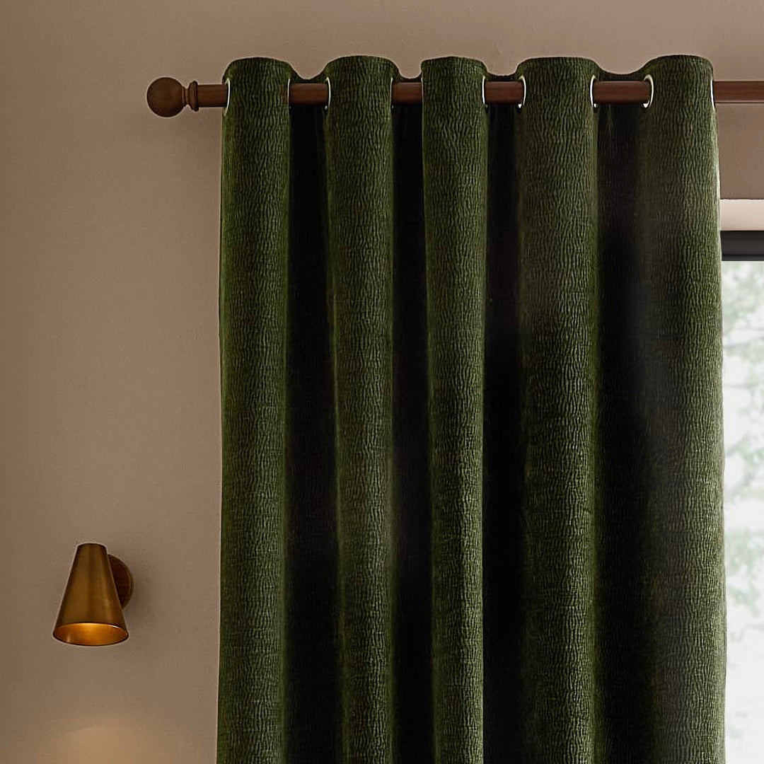 Heath Washed Velvet 168x229 Eyelet Curtains Olive - image 3