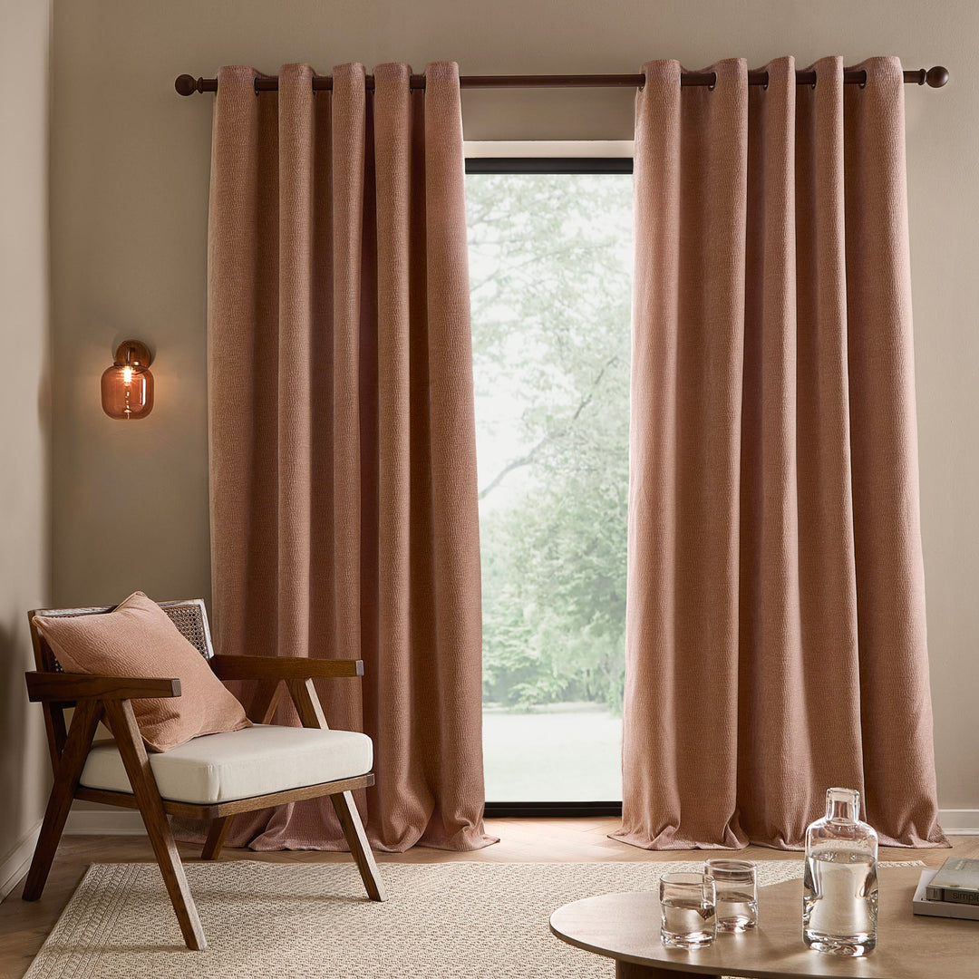 Heath Washed Velvet 168x183 Eyelet Curtains Cotta - image 4