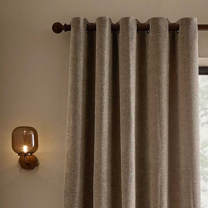 Heath Washed Velvet 229x183 Eyelet Curtains Greige - image 3