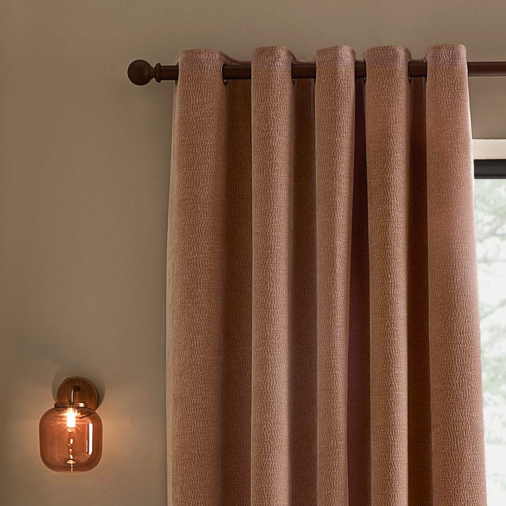 Heath Washed Velvet 117x137 Eyelet Curtains Cotta - image 3