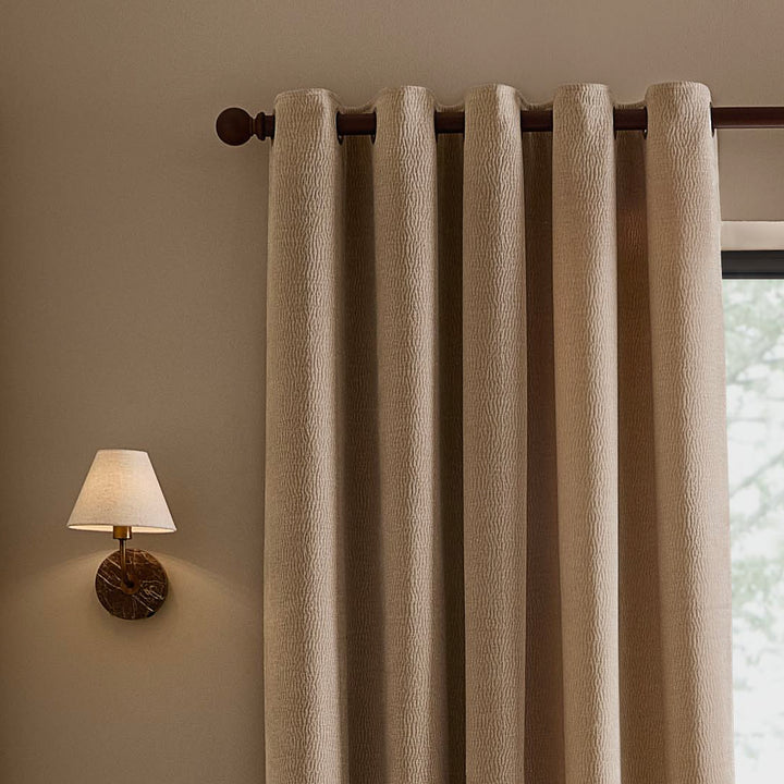 Heath Washed Velvet 117x137 Eyelet Curtains Linen - image 3